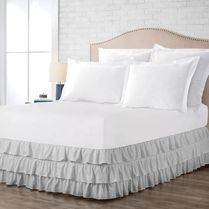 Multi-Ruffle Bed Skirt, Soft Multi Elastic Dust Ruffles - Image 2