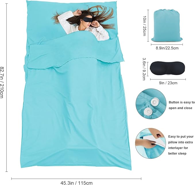 Sleeping Bag Liner, Travel Sheet & Adult Sleep Sack, Camping Sheets Travel - Image 6