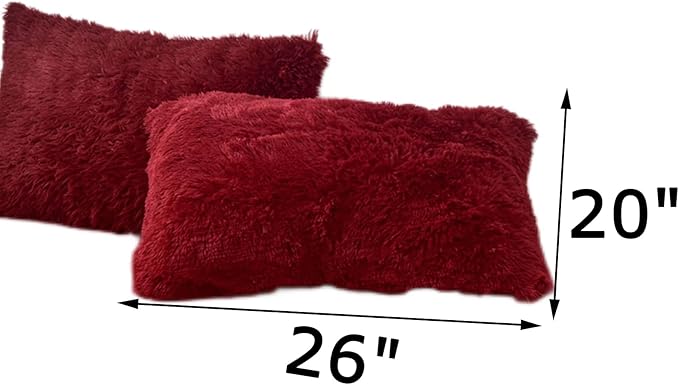 MorroMorn Decorative Pillows Covers, 2 Packs Faux Fur Pillow Cases Standard Size - Image 2