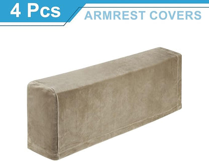 uxcell 4Pcs Stretch Armrest Covers, Polyester Soft Armchair Slipcovers Couch - Image 3