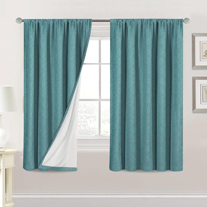 H.VERSAILTEX Linen Look 100% Blackout Curtains 63 Inches Long by HVERSAILTEX