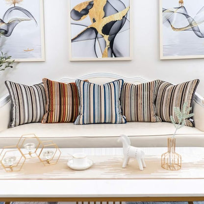 Yangest Grey Striped Throw Pillow Cover Multicolor Velvet Cushion Cover Modern - Image 6