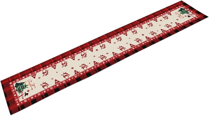 Merry Christmas Table Runner, Snowman Linen Farmhouse Table Runners, Table - Image 2