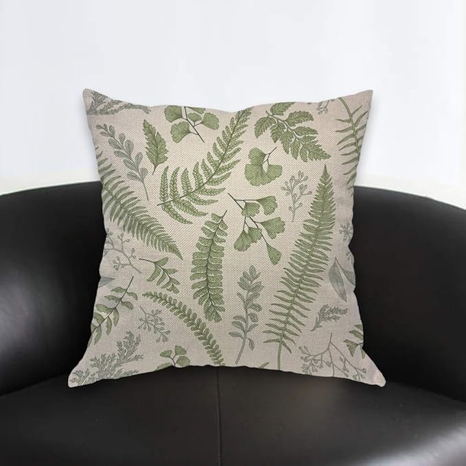 AOYEGO Green Leaves Throw Pillow Cover Herbs Fern Botanical Foliage Vegetation - Image 2