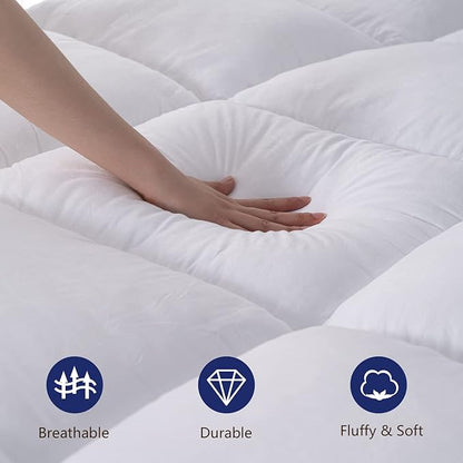 Marine Moon Extra Thick Cooling Plush Pillow Top Mattress Bed Topper, Fluffy - Image 2