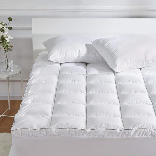 SLEEP ZONE King Size Cotton Mattress Pad, Super Soft Pillow Top Mattress Topper by SLEEPZONELIFE