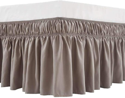 MEILA Wrap Around Bed Skirt Three Fabric Sides Elastic Dust Ruffled 24 Inch by MEILA