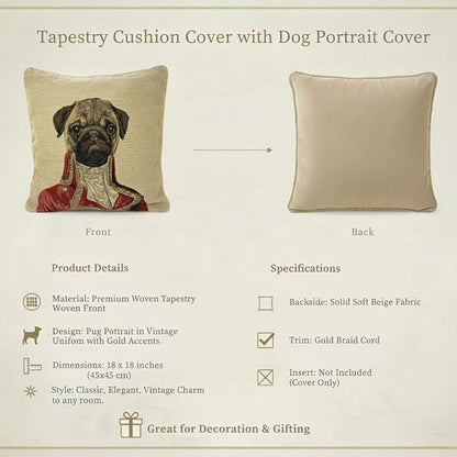 Tache 1 Piece 18 X 18 Inch Square French Vintage European Pug Pug Renaissance - Image 2
