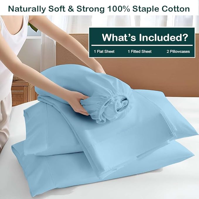 NON Sticky cotton Twin Size Sleeper Sofa Sheets, 4 Piece Egyptian Cotton Bed - Image 3