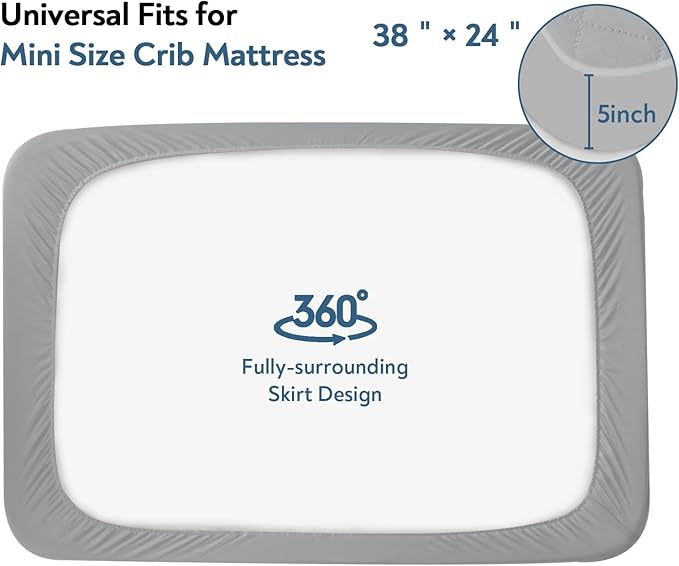 Mini Crib Mattress Protector 2 Pack, Waterproof Mini Crib Mattress Pad Cover - Image 4