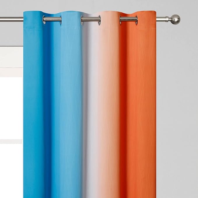 Thermal Insulated Blue and Orange Curtains - Image 4