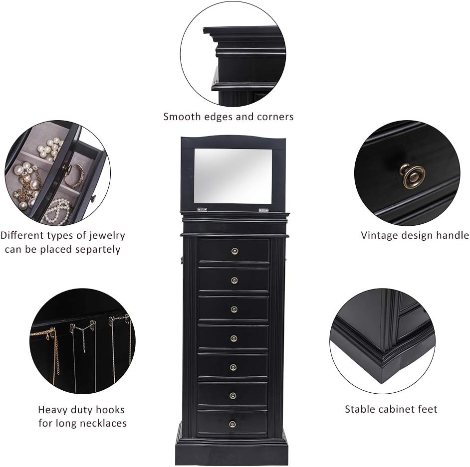 karl home large standing jewelry armoire cabinet with showing dimensions