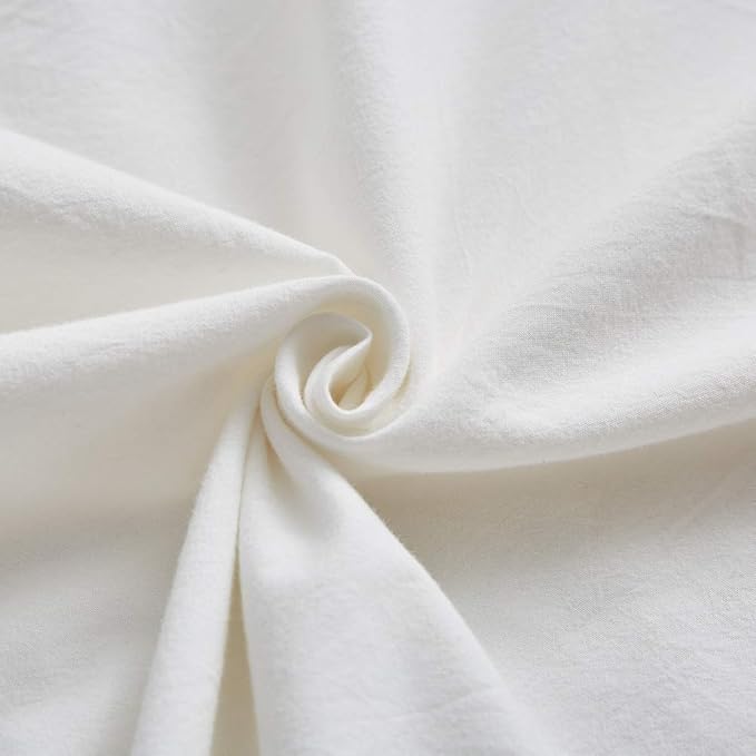 Shabby Off White Ruffle Pillow Covers Queen Size Set of 2, Washed Cotton - Image 5