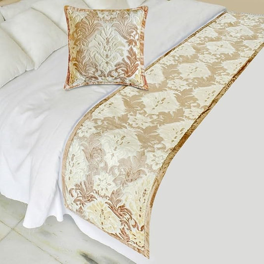 The HomeCentric King/Queen/Twin Beige Decorative King 90"x18" Bed Runner by TheHomeCentric