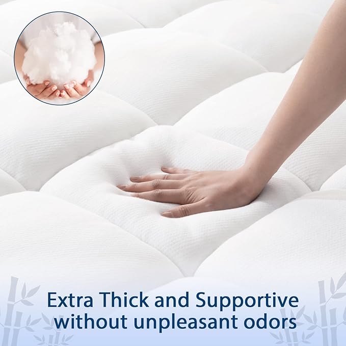ELEMUSE Full Cooling Bamboo Viscose Mattress Topper - Image 3