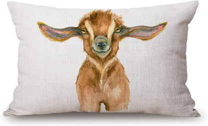 Solekla Happy Goat Farmhouse Pillow Covers 12x20 Inch, Home Decorative Throw by Solekla
