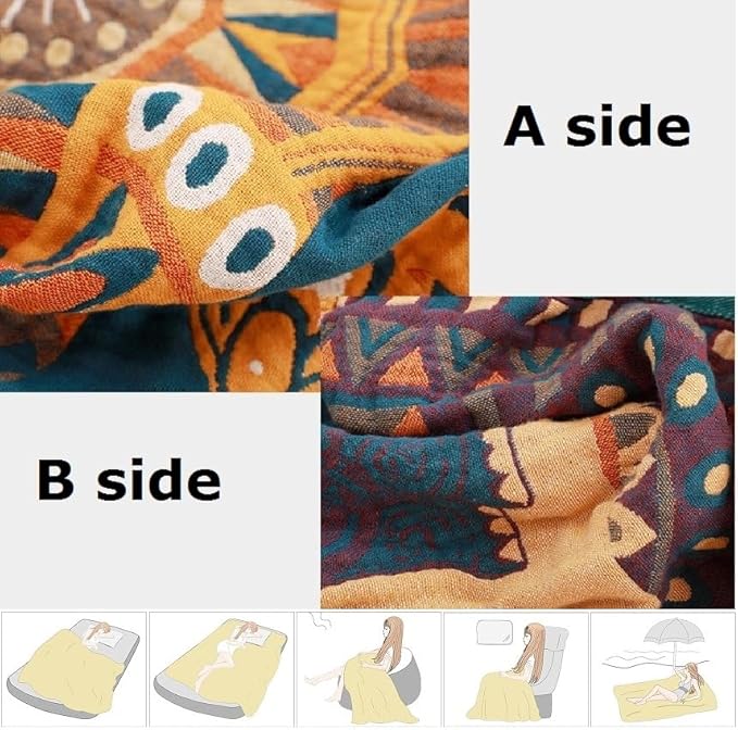 100% Cotton Boho Throw Blanket 80''x90'' Muslin Throw - Image 6