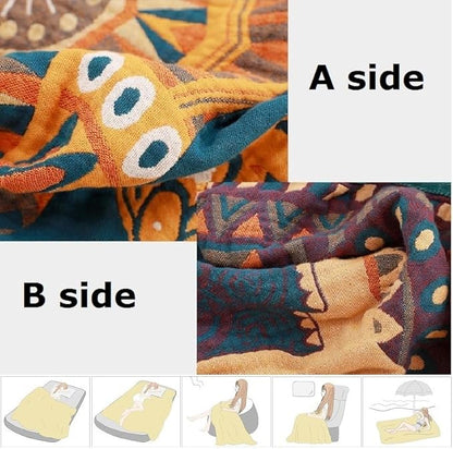 100% Cotton Boho Throw Blanket 80''x90'' Muslin Throw - Image 6
