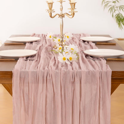 Socomi Pink Cheesecloth Table Runner Summer Boho Rustic Gauze Dusty Pink Farmhouse 120 inch 10FT Cheese Cloth for Wedding Tea Party Baby Shower Birthday Home Decor Holiday Decorations