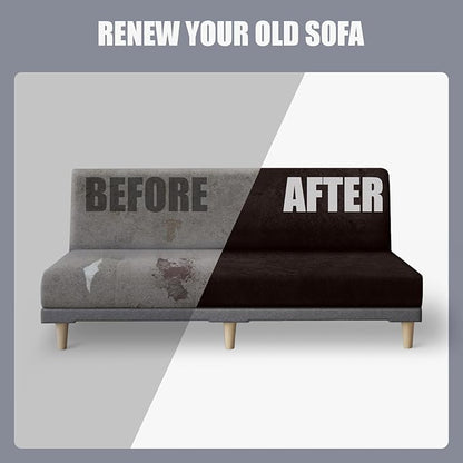 molasofa Leather Like Stretch Futon Slipcover Armless Sofa Cover Furniture - Image 5