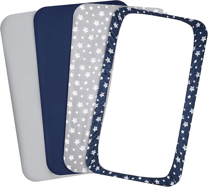 Pack and Play Sheets Boys, 4 Pack Mini Crib Sheets, Stretchy Pack and Play - Image 7