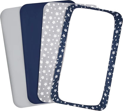 Pack and Play Sheets Boys, 4 Pack Mini Crib Sheets, Stretchy Pack and Play - Image 7