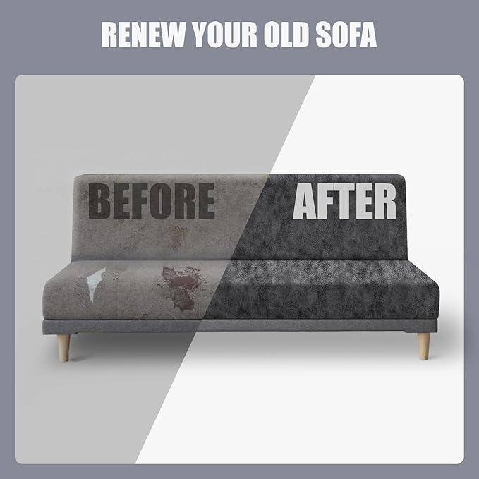 molasofa Leather Like Stretch Futon Slipcover Armless Futon Bed Sofa Cover - Image 6