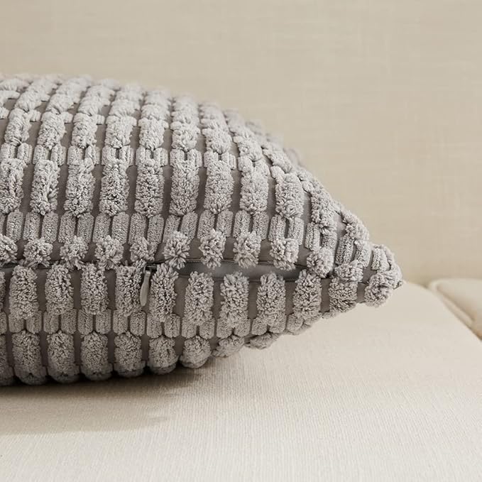 Fancy Homi 4 Packs Grey Decorative Throw Pillow Covers 24x24 Inch - Image 3