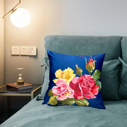 Elegant Decorative Floral Rose Throw Pillow Cover, Double - Image 7