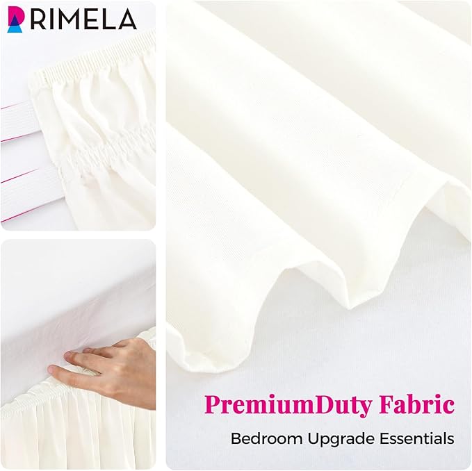 RIMELA Cream White Bed Skirt Queen Size 15 Inch Drop, Wrap Around Elastic - Image 8