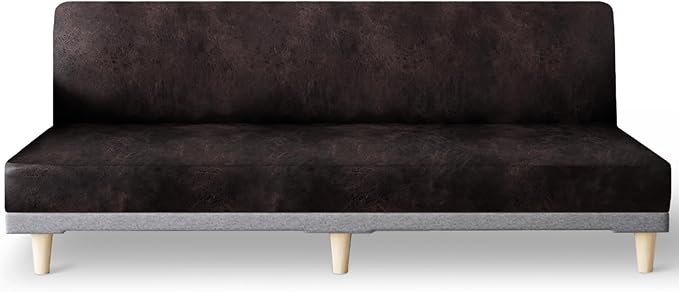 molasofa Leather Like Stretch Futon Slipcover Armless Futon Bed Sofa Cover by Molasofa