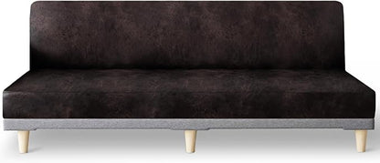 molasofa Leather Like Stretch Futon Slipcover Armless Futon Bed Sofa Cover by Molasofa