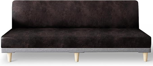 molasofa Leather Like Stretch Futon Slipcover Armless Futon Bed Sofa Cover by Molasofa