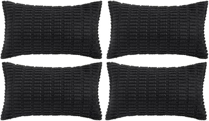 Fancy Homi 4 Packs Boho Black Decorative Throw Pillow Covers 12x20 Inch by Fancy+Homi