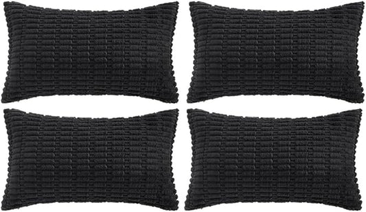 Fancy Homi 4 Packs Boho Black Decorative Throw Pillow Covers 12x20 Inch by Fancy+Homi
