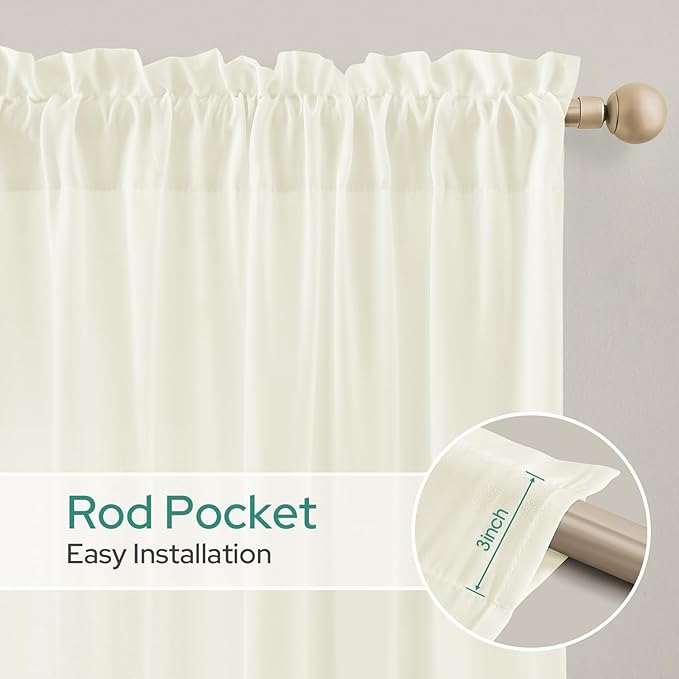 HOMEIDEAS Non-See-Through Ivory Privacy Sheer Kitchen Curtains 36 Inches Long 2 - Image 5