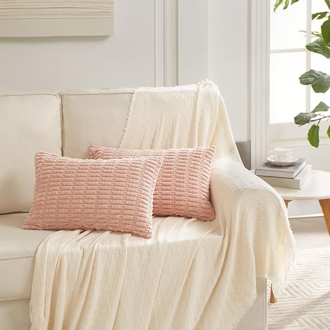 Fancy Homi 4 Packs Boho Pink Decorative Throw Pillow Covers 16x24 Inch - Image 6