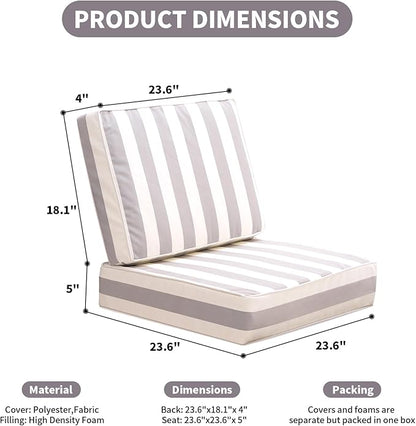 Outdoor Seat Cushions Set for Patio Furniture Thick Patio Cushion Set - Image 5