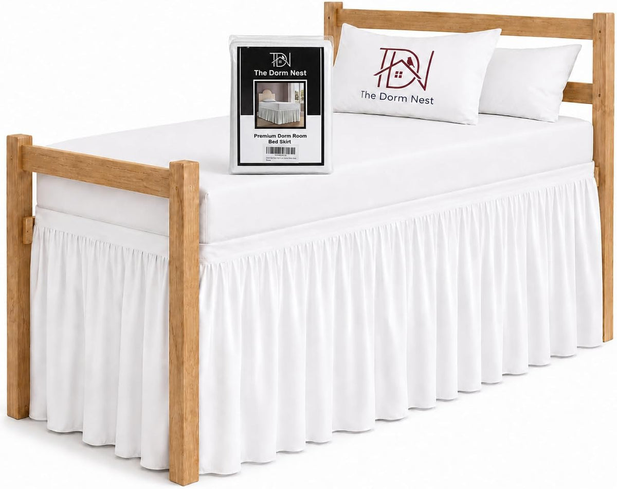 dorm bed skirt full xl 32 inch drop, main product view