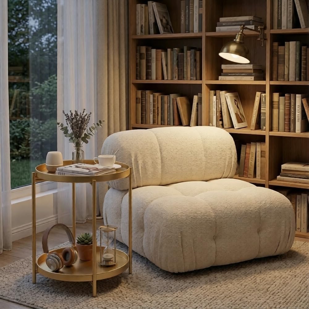 TeoKJ 2 Tier Gold Side Table, Folding Round Metal End Table Small Nightstand ...