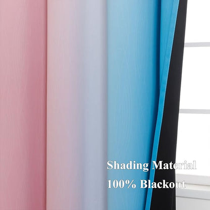 Estelar Textiler Pink and Blue Curtains 63 Inch Length 2 Panels, Ombre Total - Image 5