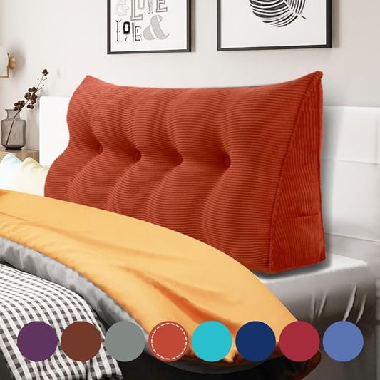 WOWMAX 100% Cotton Corduroy Headboard Pillow – Full Size Back Support Reading by WOWMAX
