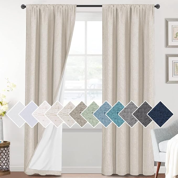 H.VERSAILTEX Linen Look 100% Blackout Curtains 95 Inches Long by HVERSAILTEX