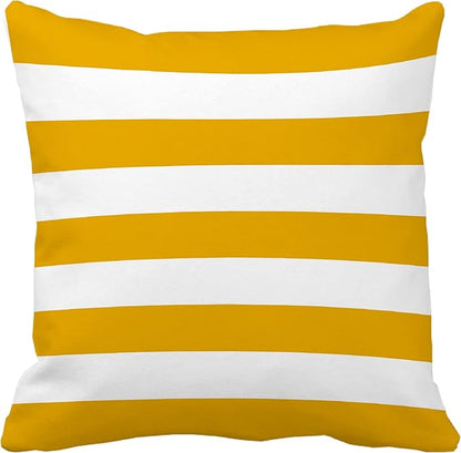 Leaveland Mustard Yellow and White Stripe Set of 2 18x18 Inch Cotton Polyester - Image 2