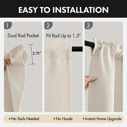 miulee cream beige room darkening bedroom curtains 63, package contents