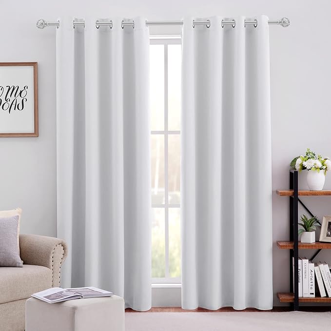 HOMEIDEAS Greyish White Blackout Curtains by HOMEIDEAS