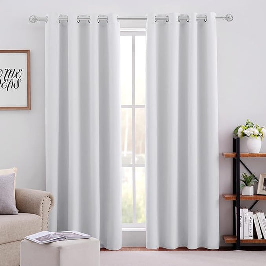 HOMEIDEAS Greyish White Blackout Curtains by HOMEIDEAS