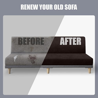 molasofa Leather Like Stretch Futon Slipcover Armless Sofa Cover Furniture - Image 5