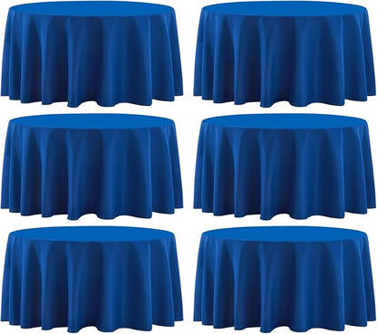 Round Tablecloth 132 Inch 6 Pack Royal Blue Tablecloths Washable Decorative by AOCOZHomeLifeMuseum
