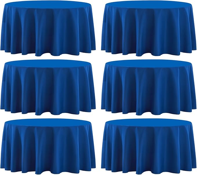 Round Tablecloth 120 Inch 6 Pack Royal Blue Tablecloths Washable Decorative by AOCOZHomeLifeMuseum